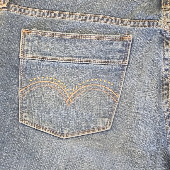NWT Levi's 515 Boot Cut Mid Rise Blue Jeans Misses 14 Short Beaded Cotton Blend - Picture 8 of 16